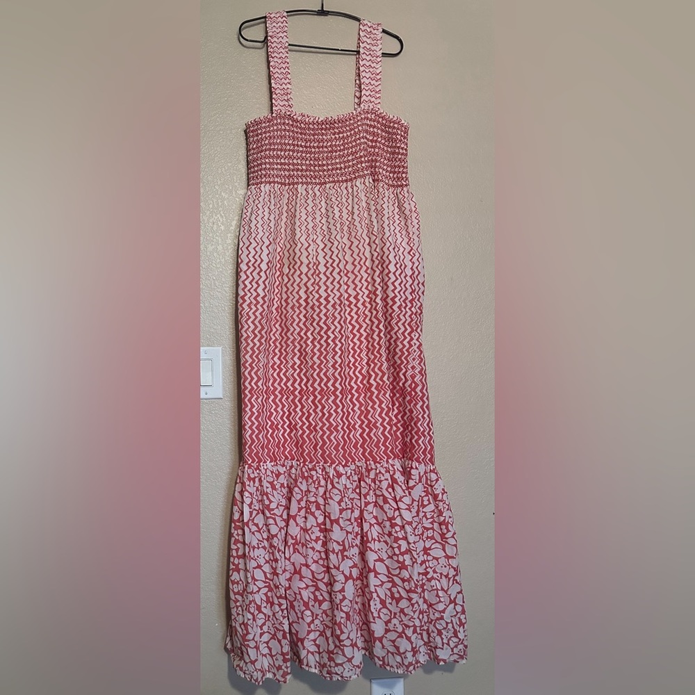 ELLE MAXI DRESS BOHO SMOCKED FLORAL AZTEC SUNDRESS - Picture 2 of 4